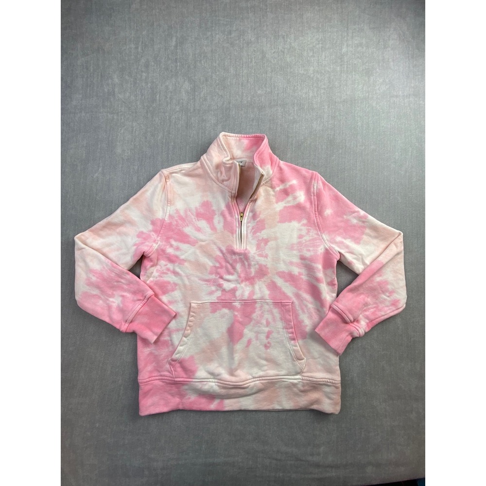 J.Crew Re-Imagined Pink Tie Dye Quarter Zip Sweatshirt Cotton Pullover XS